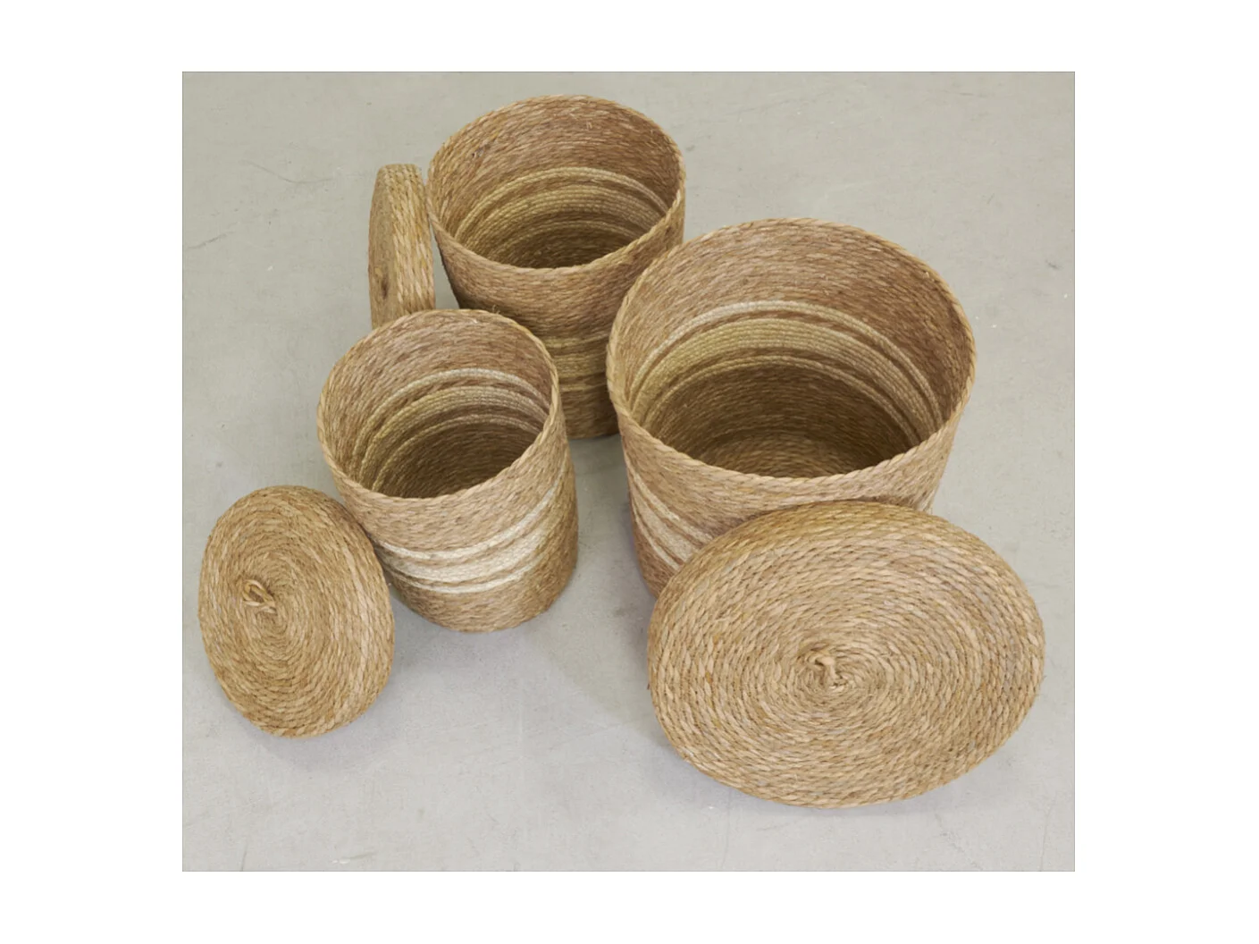 Boîtes de rangement en maïs naturel et blanc (lot de 3)