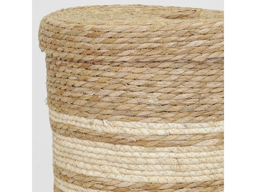 Boîtes de rangement en maïs naturel et blanc (lot de 3)