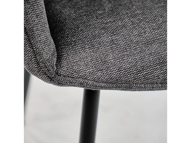 Lot de 2 chaises avec accoudoirs tissu gris et pieds métal - THEO