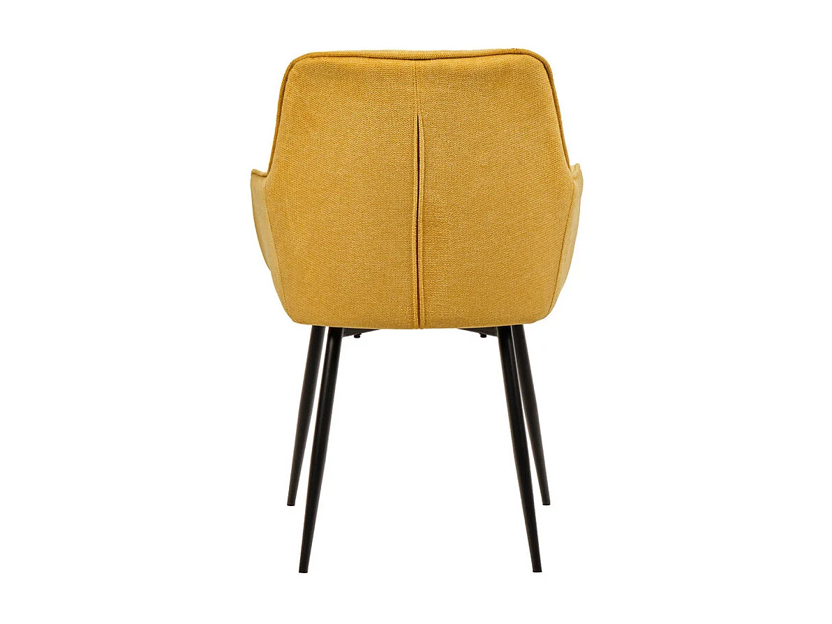 Lot de 2 chaises avec accoudoirs tissu jaune et pieds métal - THEO