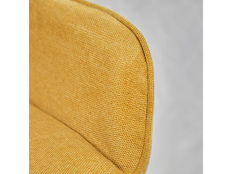 Lot de 2 chaises avec accoudoirs tissu jaune et pieds métal - THEO