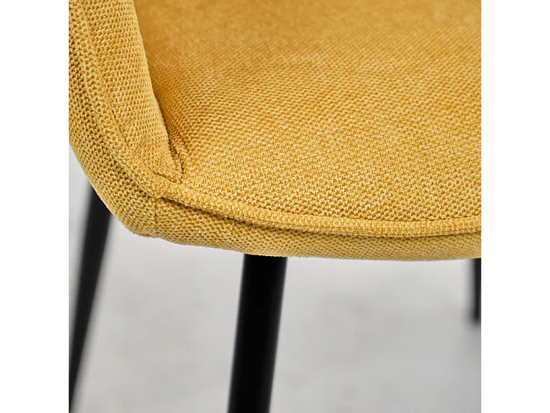 Lot de 2 chaises avec accoudoirs tissu jaune et pieds métal - THEO