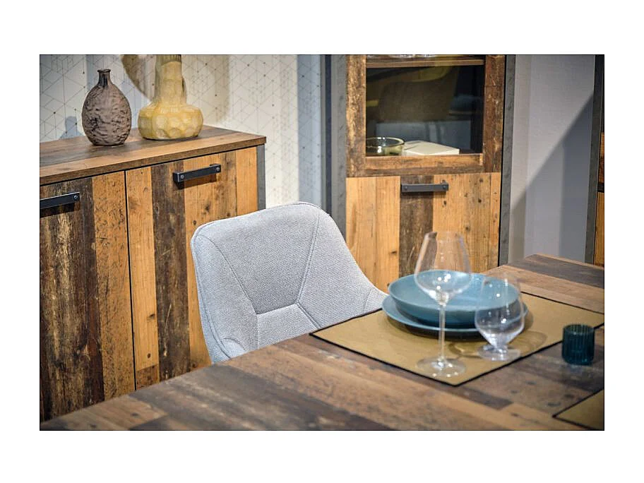 Lot de 2 chaises avec accoudoirs tissu gris clair pieds métal - THEO