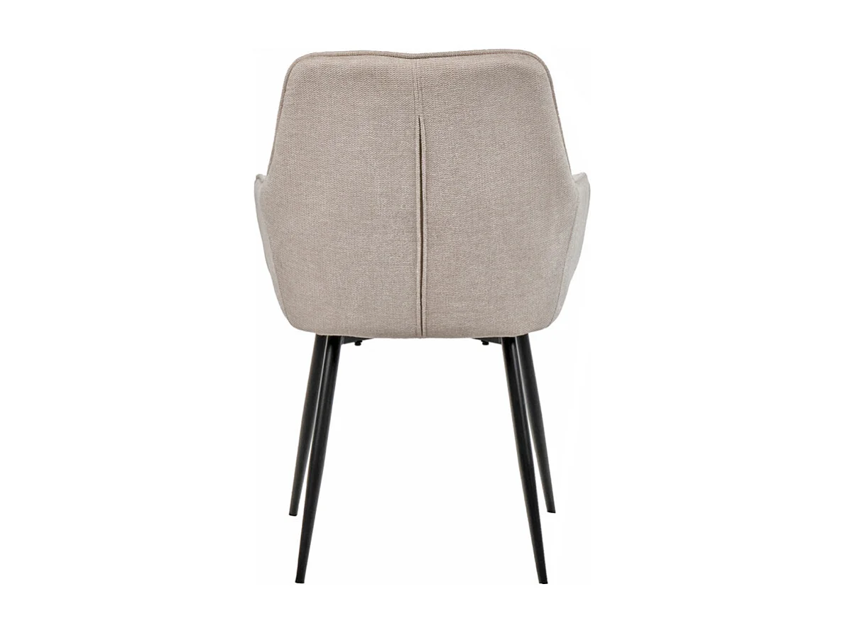 Lot de 2 chaises avec accoudoirs tissu beige et pieds métal - THEO