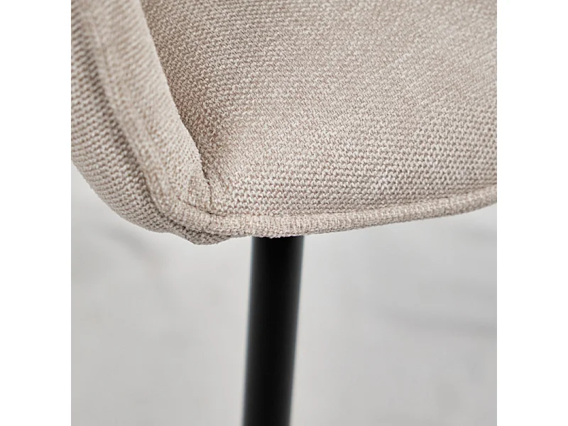 Lot de 2 chaises avec accoudoirs tissu beige et pieds métal - THEO