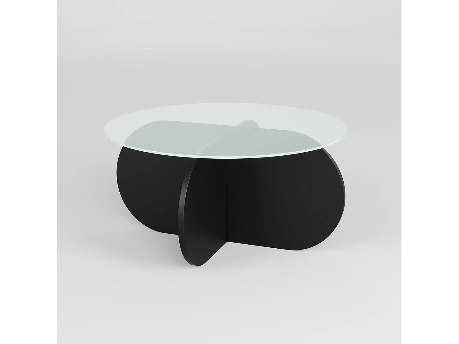 Mesa de café Kailua 239, Negro, 35cm, Diámetro: 75, Vidrio templado, Redonda
