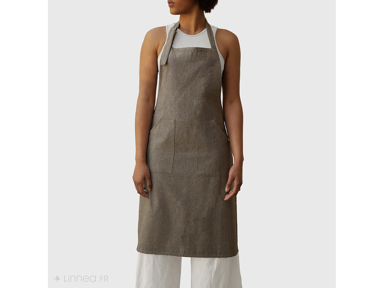 Tablier de cuisine double poche 70x90 cm HONO marron Schiste