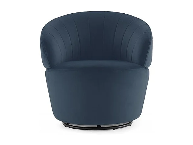 Fauteuil rond pivotant 360° en velours bleu marine moderne - COROLLA