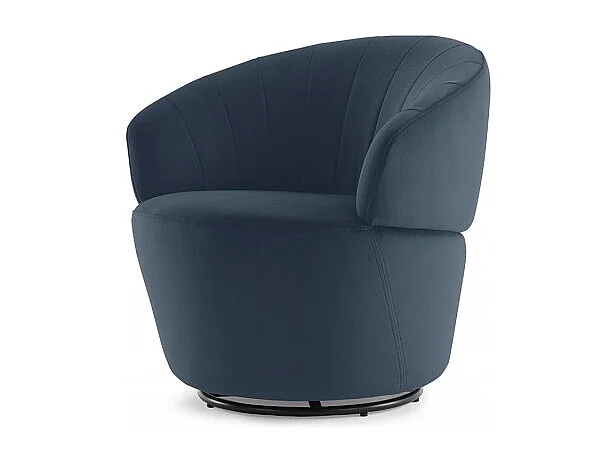 Fauteuil rond pivotant 360° en velours bleu marine moderne - COROLLA