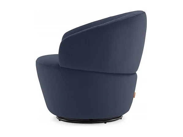 Fauteuil rond pivotant 360° en velours bleu marine moderne - COROLLA