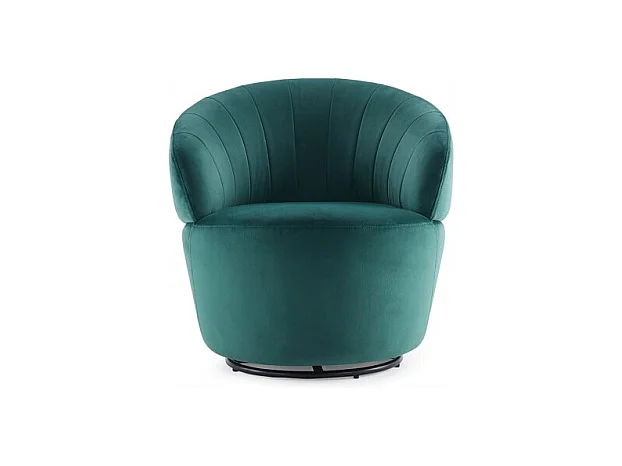 Fauteuil rond pivotant 360° en velours vert foncé moderne - COROLLA