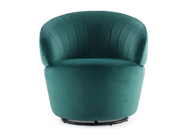 Fauteuil rond pivotant 360° en velours vert foncé moderne - COROLLA