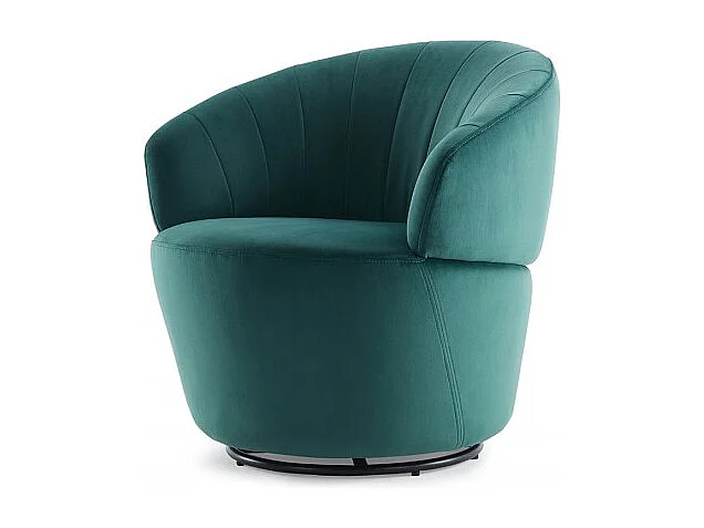 Fauteuil rond pivotant 360° en velours vert foncé moderne - COROLLA