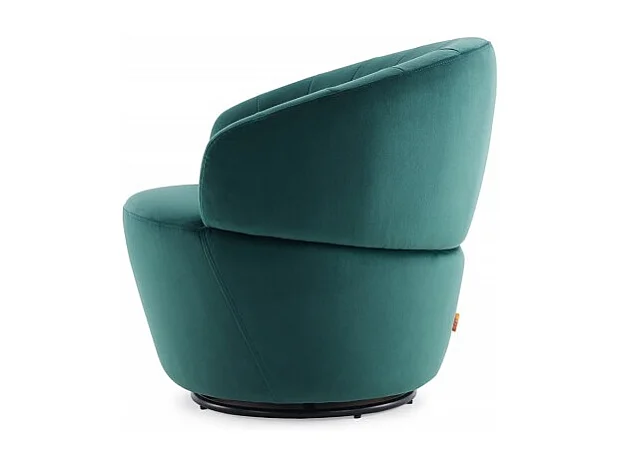 Fauteuil rond pivotant 360° en velours vert foncé moderne - COROLLA