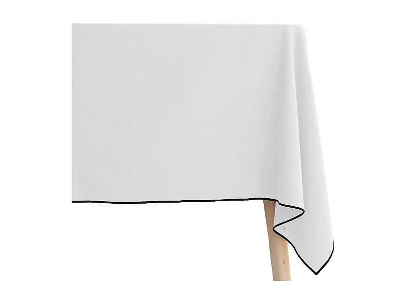 Nappe rectangulaire coton 160x200 cm HONO blanc Naturel finition point bourdon