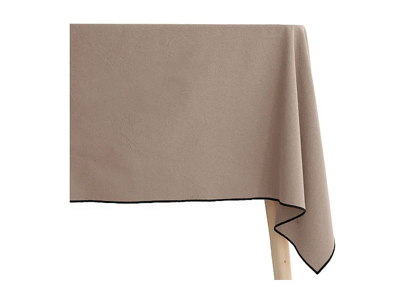 Nappe coton 160x250 cm HONO beige Chanvre finition point bourdon