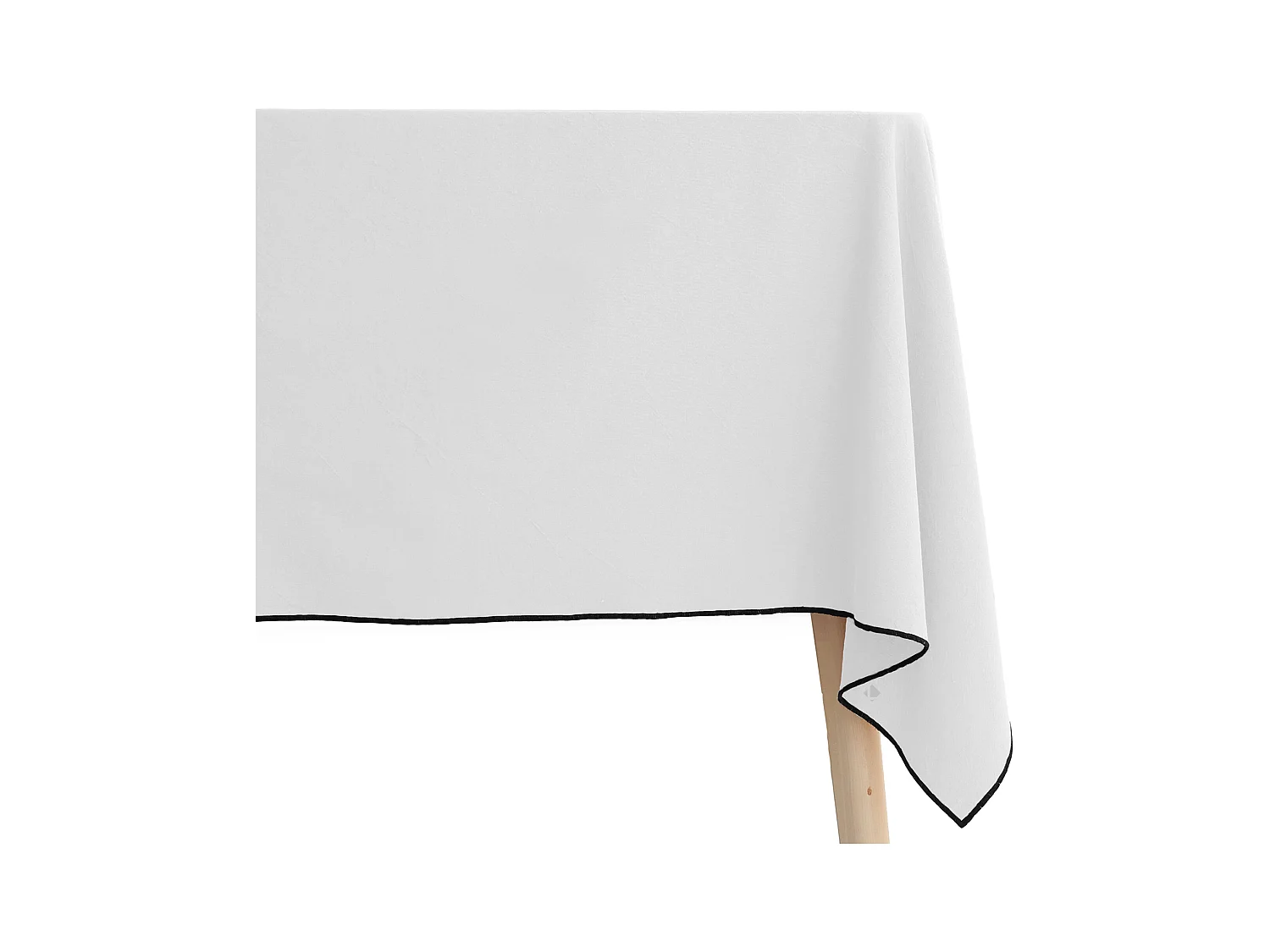 Nappe coton 160x300 cm HONO blanc Naturel finition point bourdon