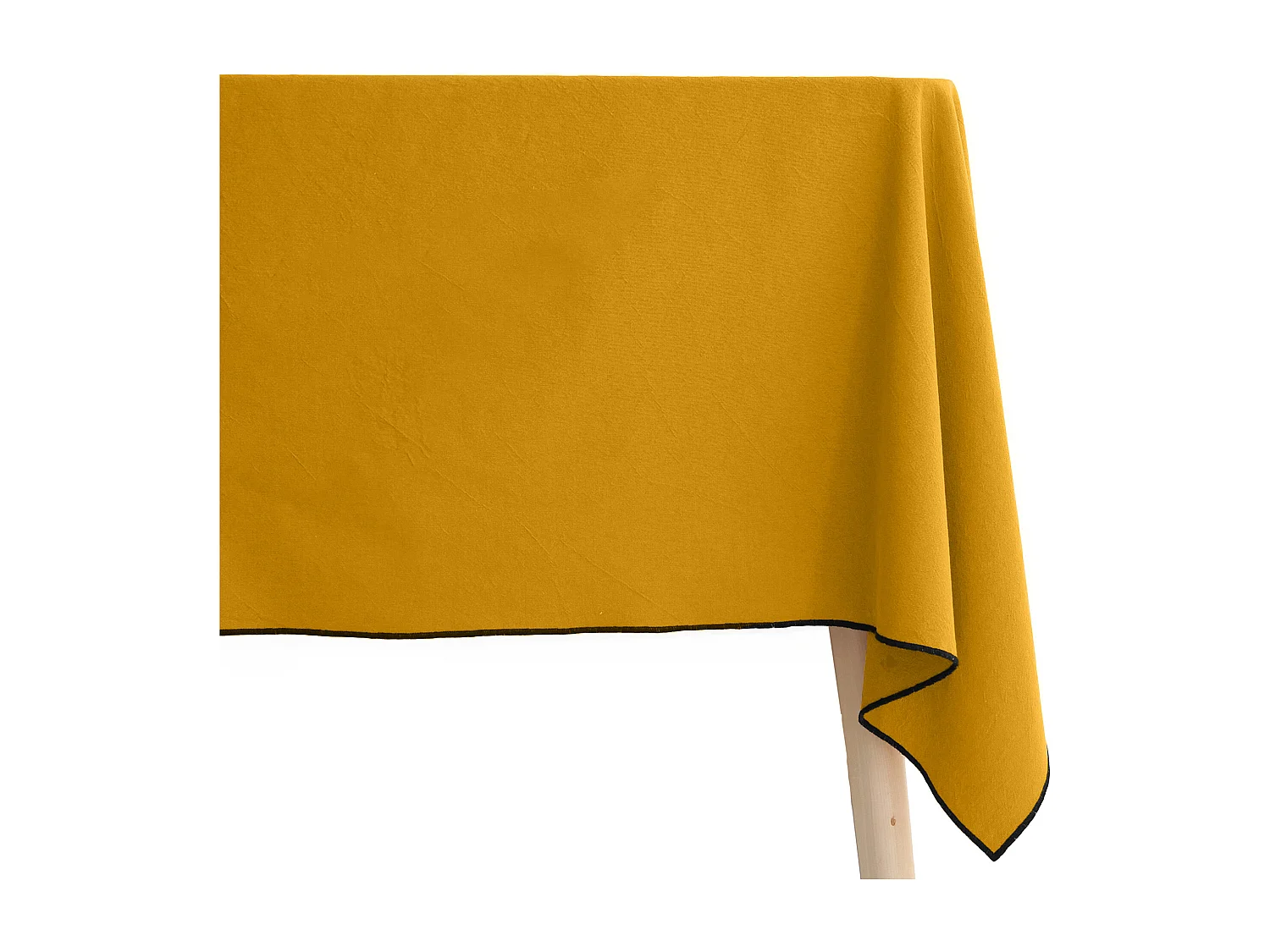 Nappe coton 160x200 cm HONO jaune Curry finition point bourdon