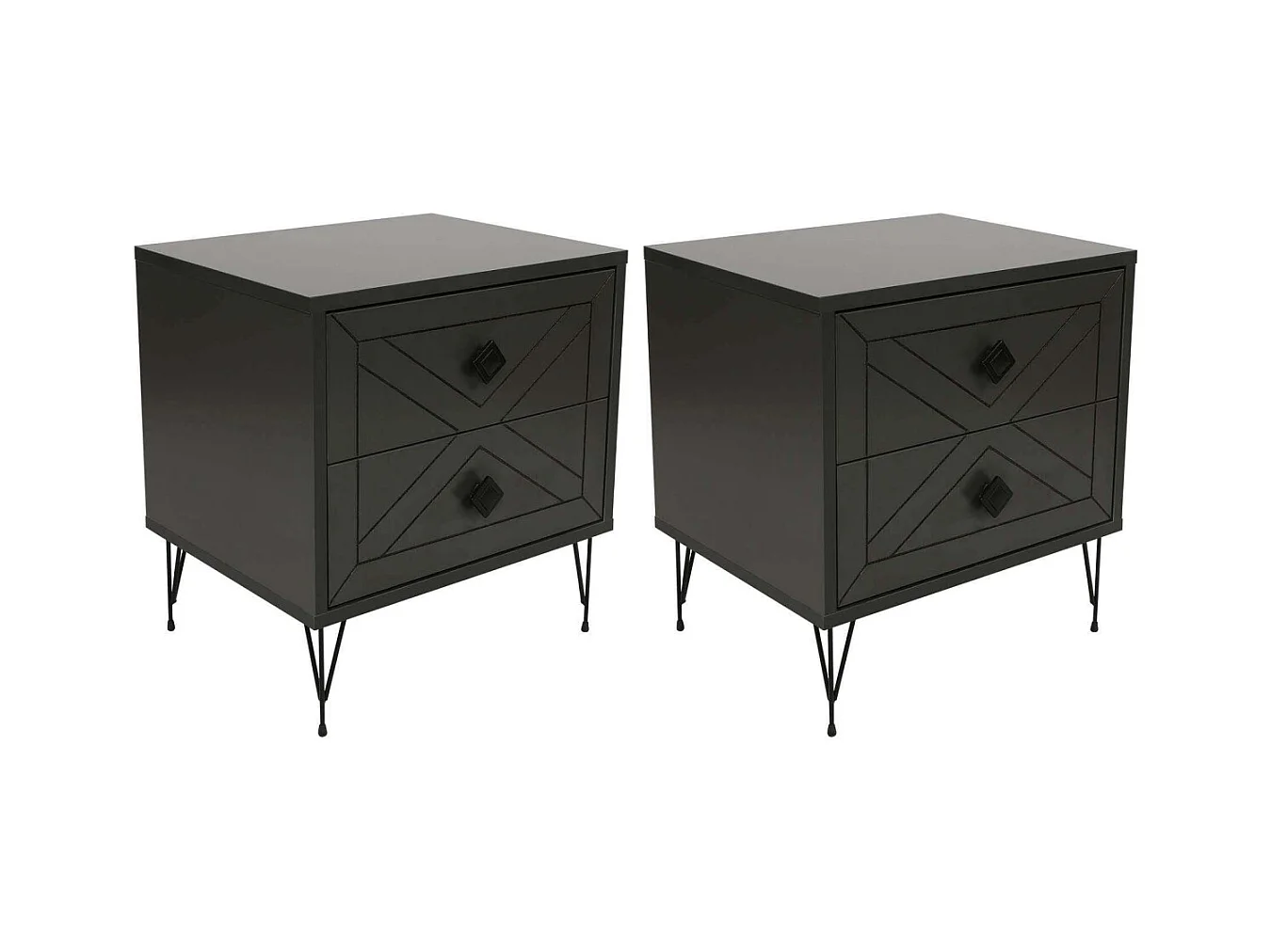 Chevet en aggloméré et métal Luna (Lot de 2)