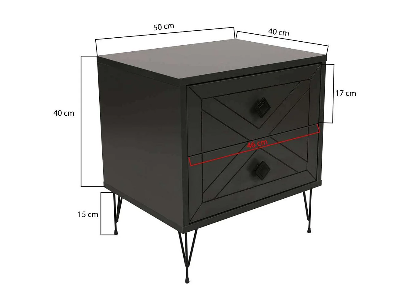 Chevet en aggloméré et métal Luna (Lot de 2)