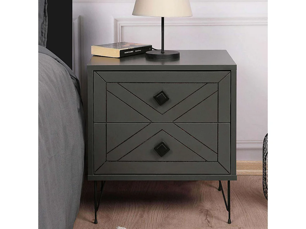 Chevet en aggloméré et métal Luna (Lot de 2)