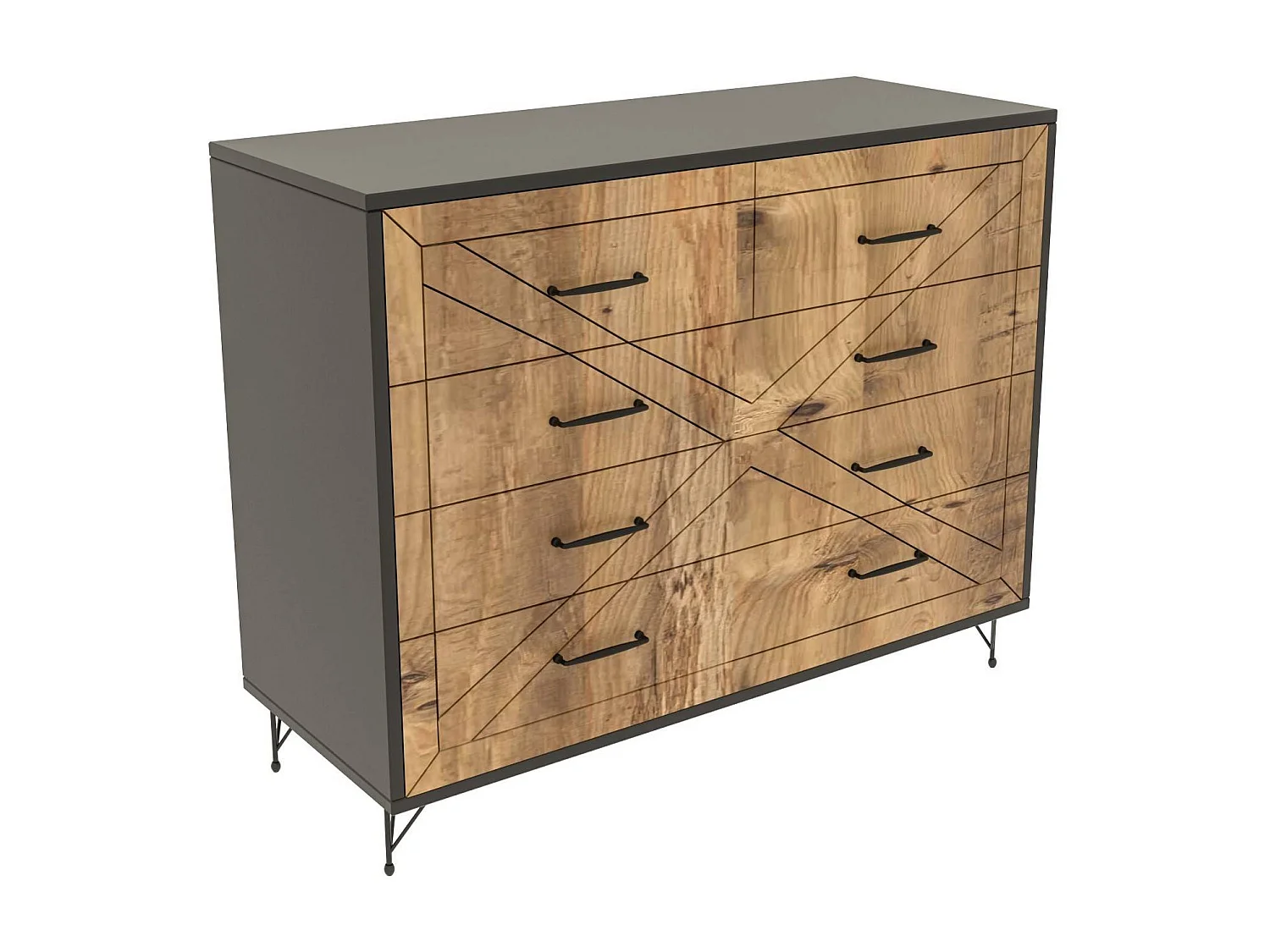 Cómoda Comfort color roble antracita 80x40x100 cm