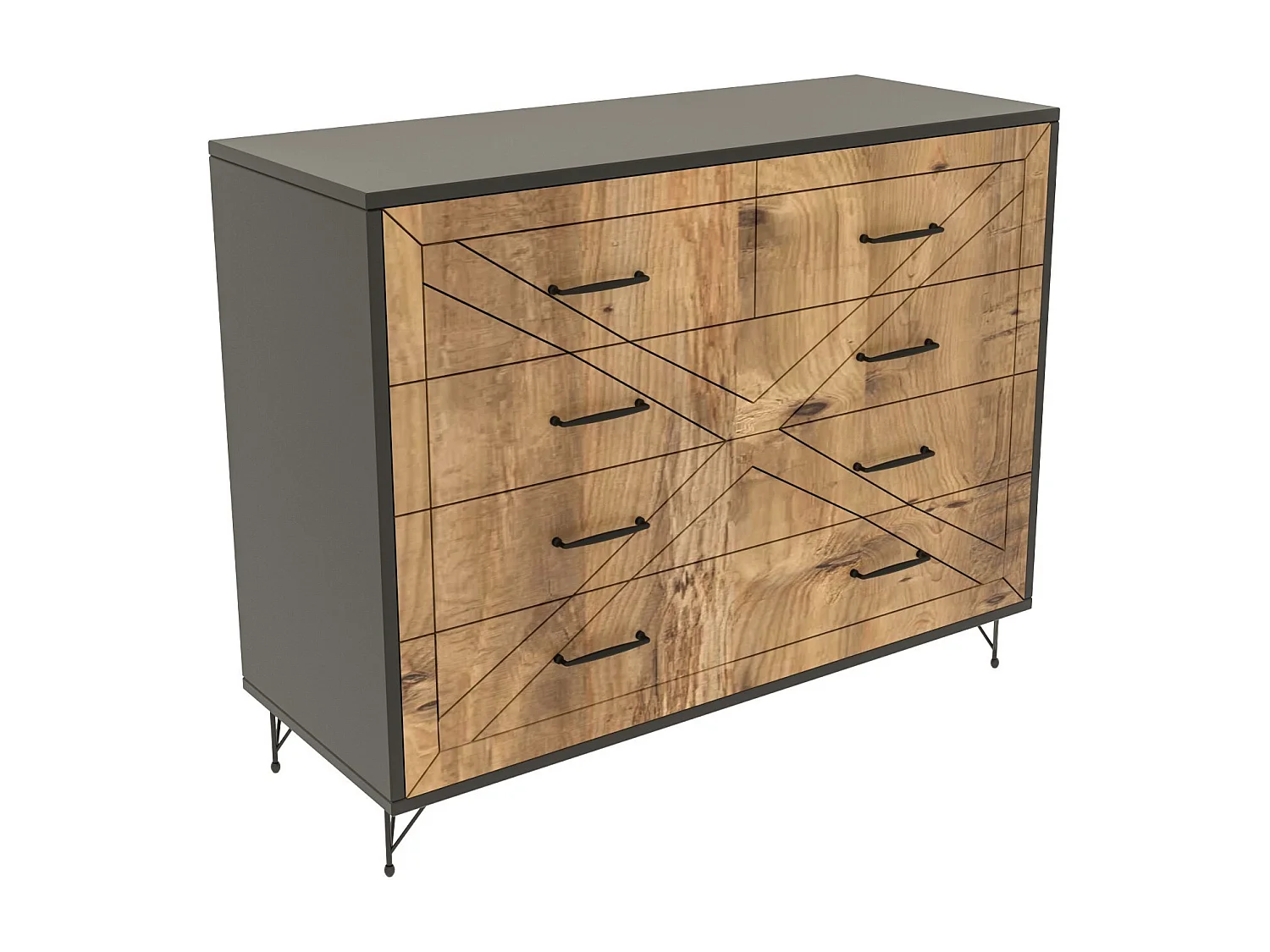 Cómoda Comfort color roble antracita 80x40x100 cm