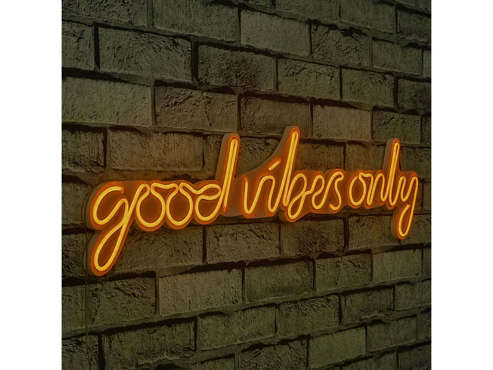 Décoration murale lumineuse Néon Good vibes jaune