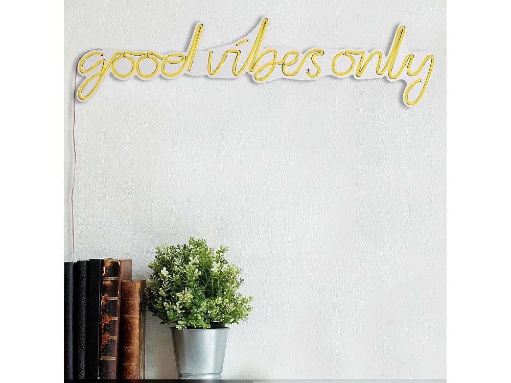 Décoration murale lumineuse Néon Good vibes jaune