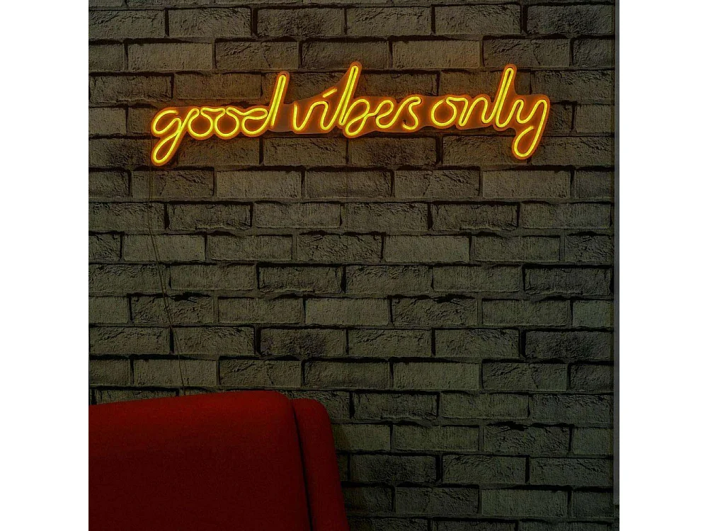 Décoration murale lumineuse Néon Good vibes jaune