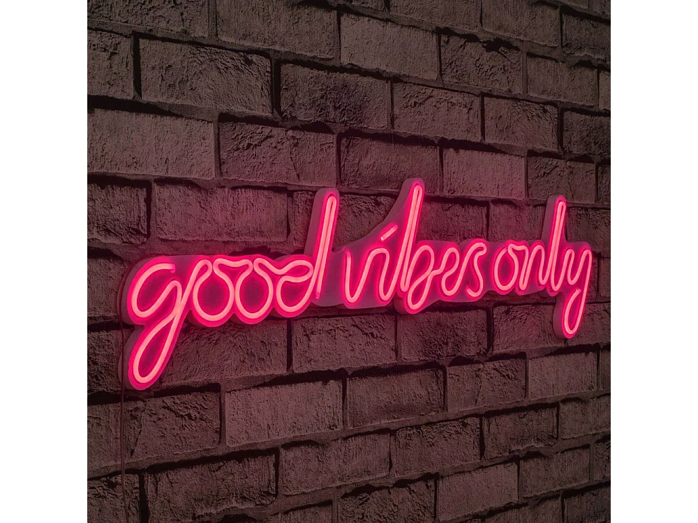 Décoration murale lumineuse Néon Good vibes rose