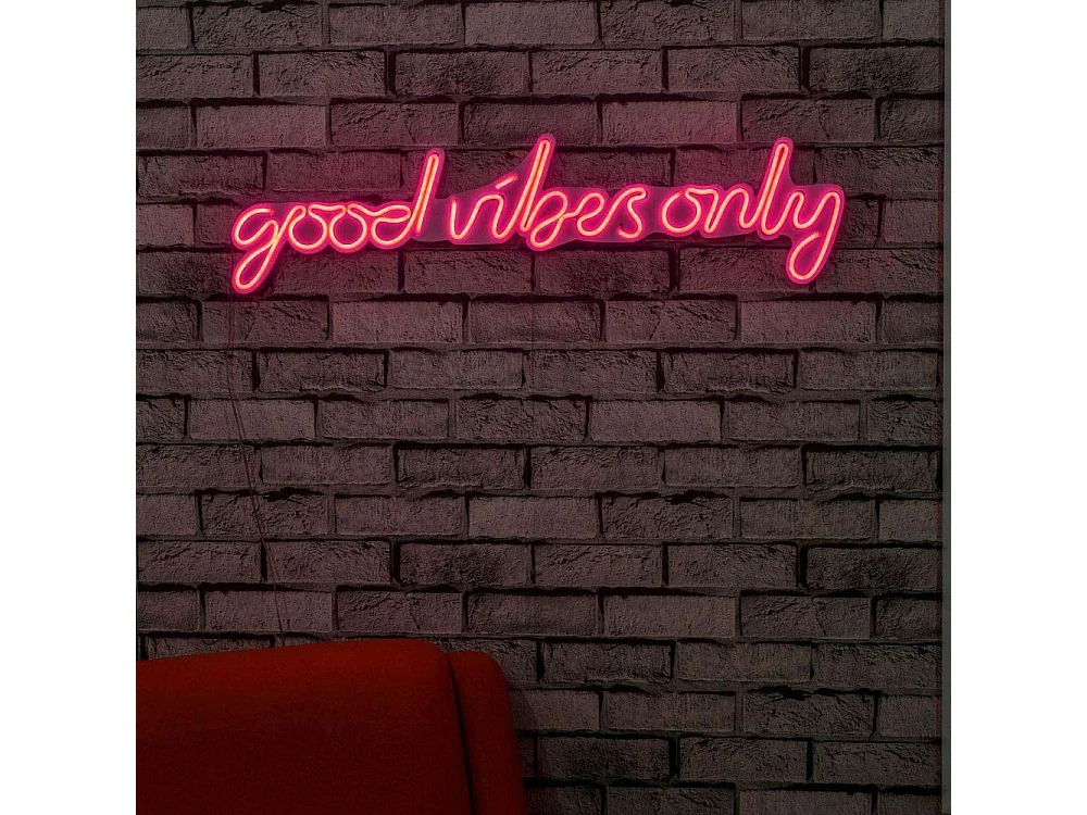 Décoration murale lumineuse Néon Good vibes rose