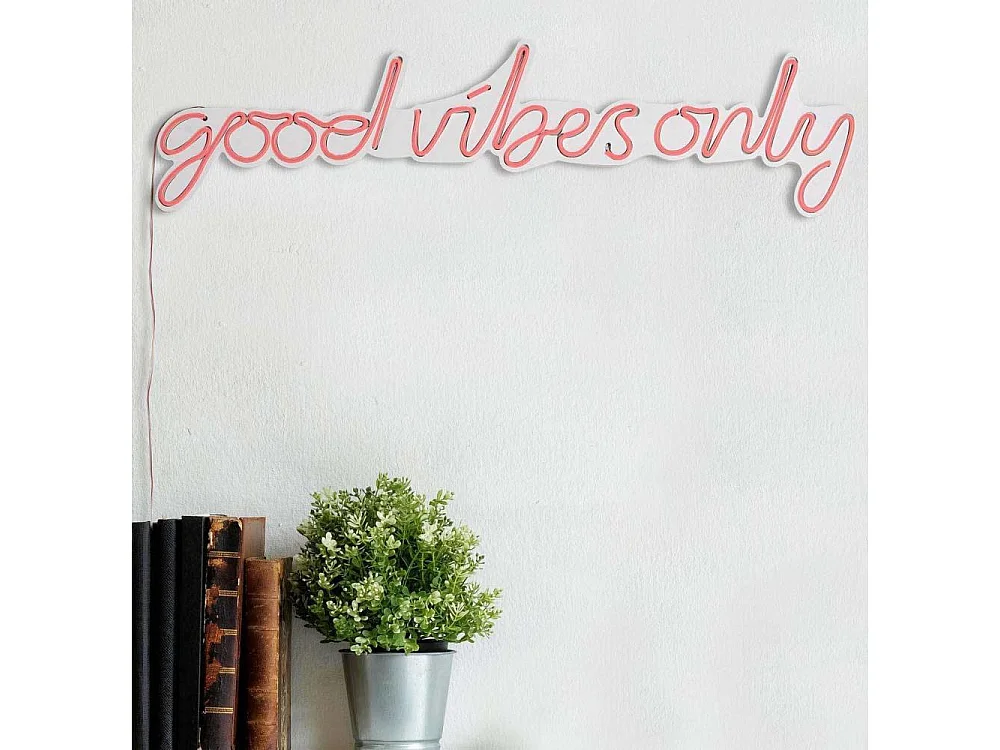 Décoration murale lumineuse Néon Good vibes rose