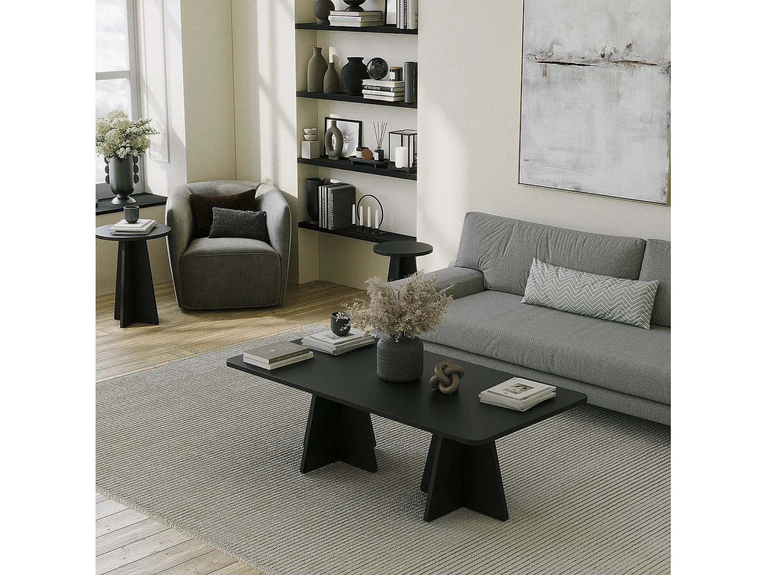 Table basse moderne Ralio L120cm Noir