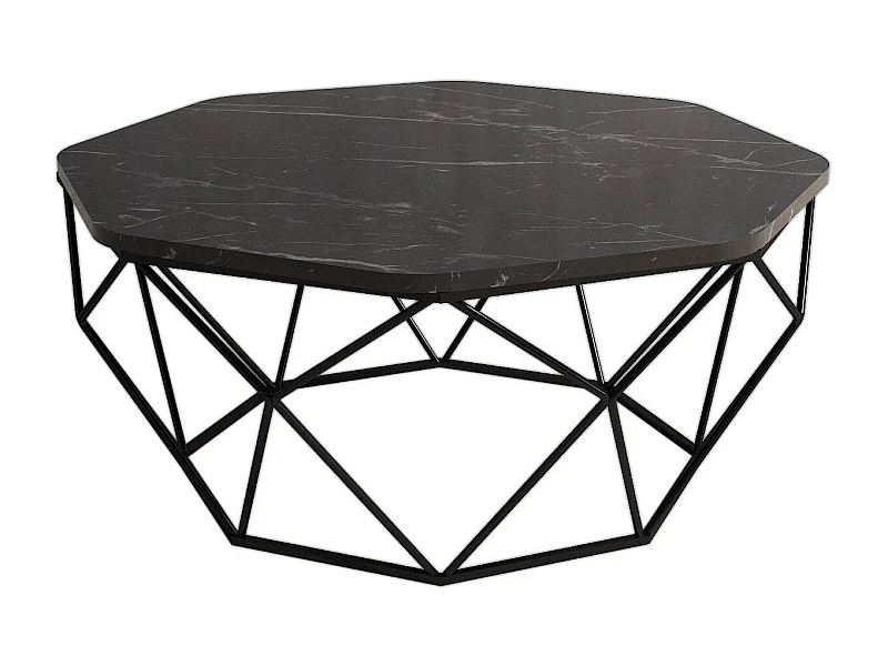Mesa de café Kailua 1227, Negro, 38cm, Diámetro: 90, Aglomerado laminado, Redonda