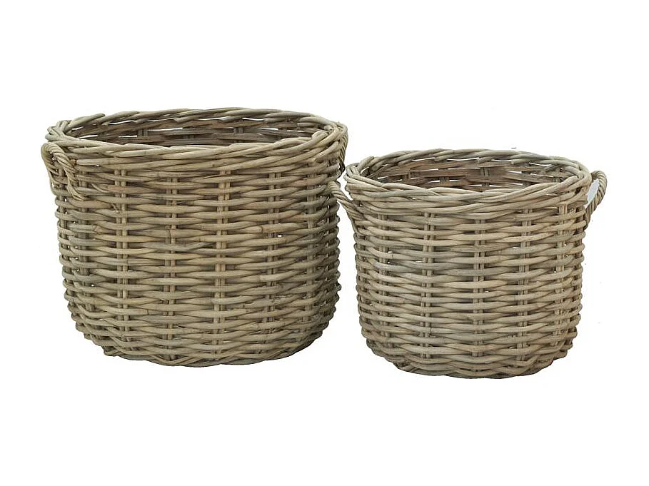 Cache-pots en poelet fendu sable (lot de 2)