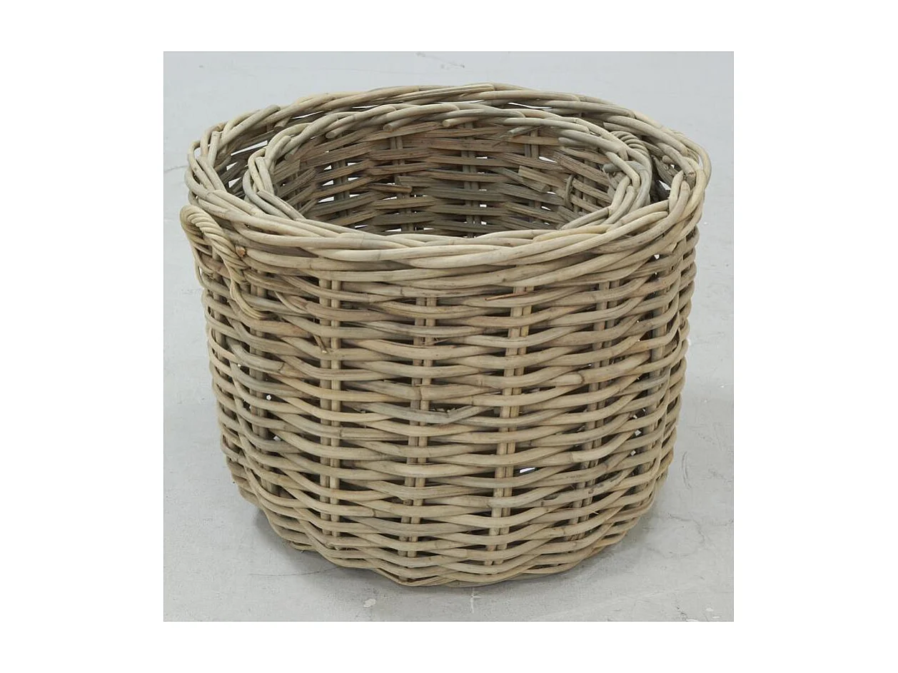 Cache-pots en poelet fendu sable (lot de 2)