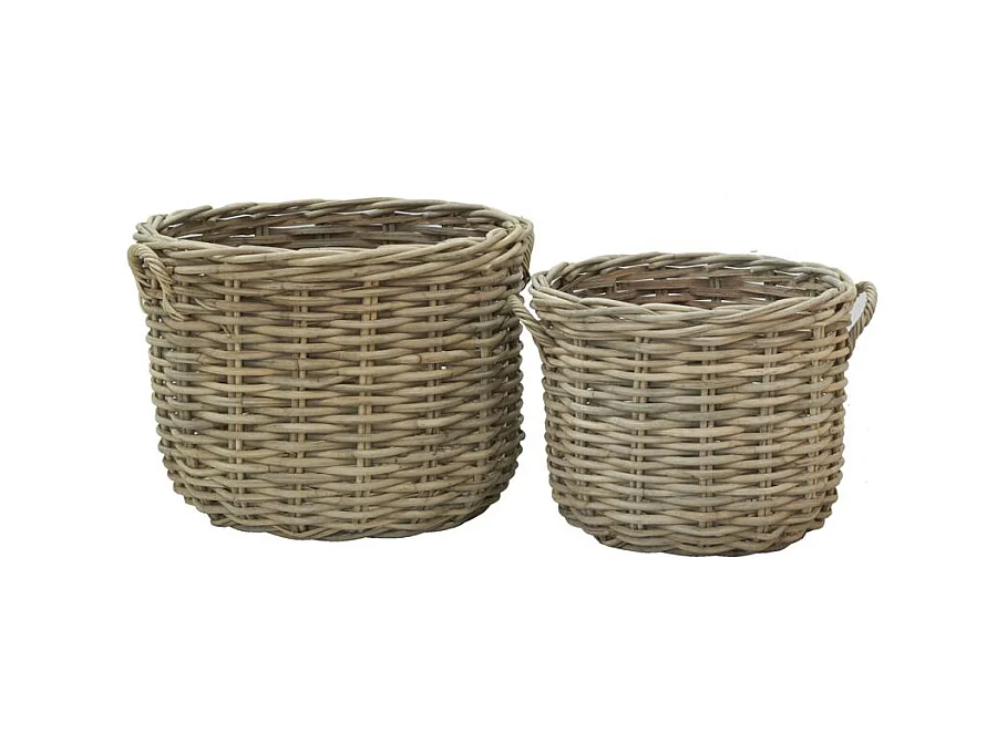 Cache-pots en poelet fendu sable (lot de 2)