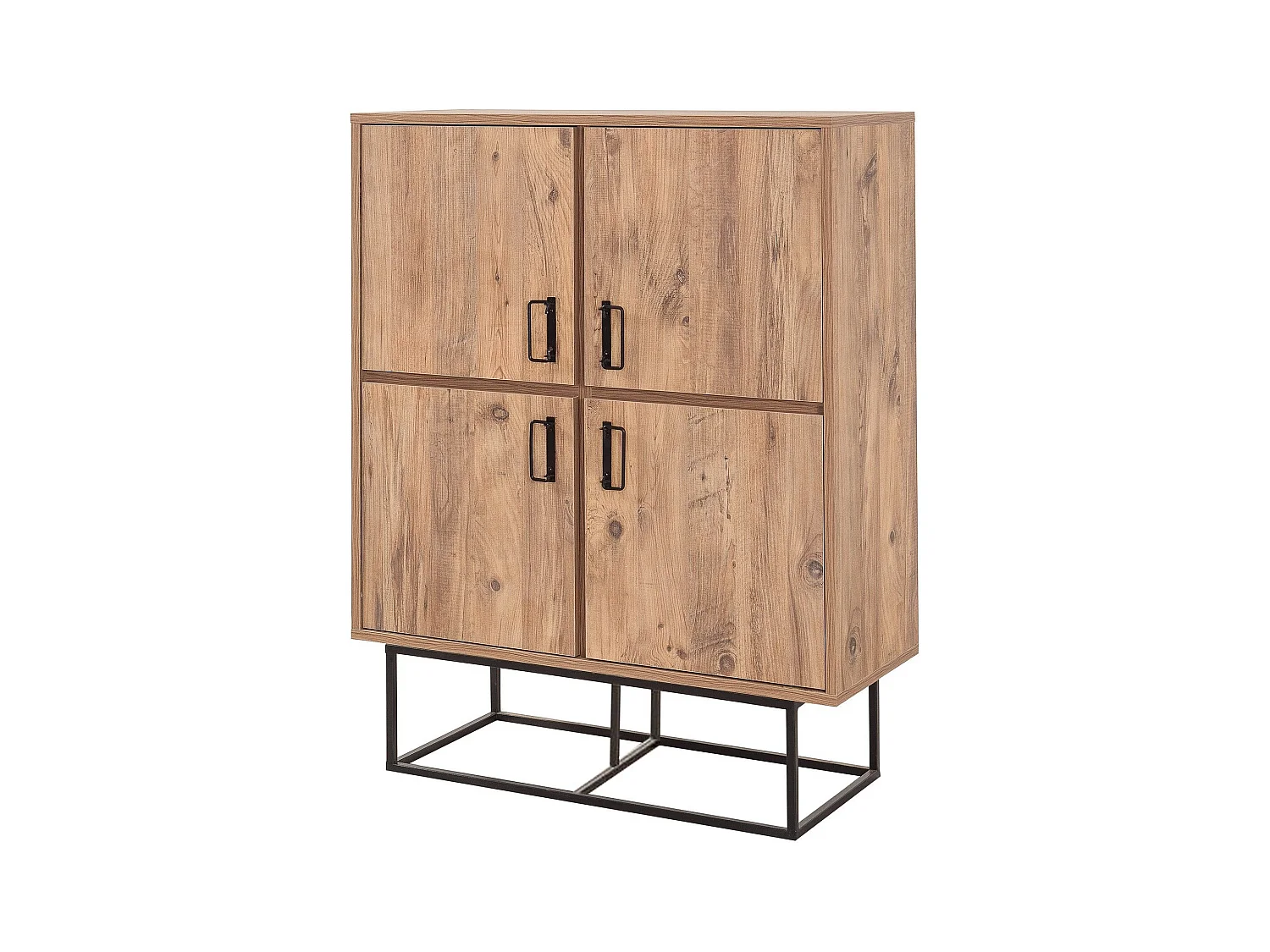 Buffet haut style industriel 4 portes Feneta Bois clair