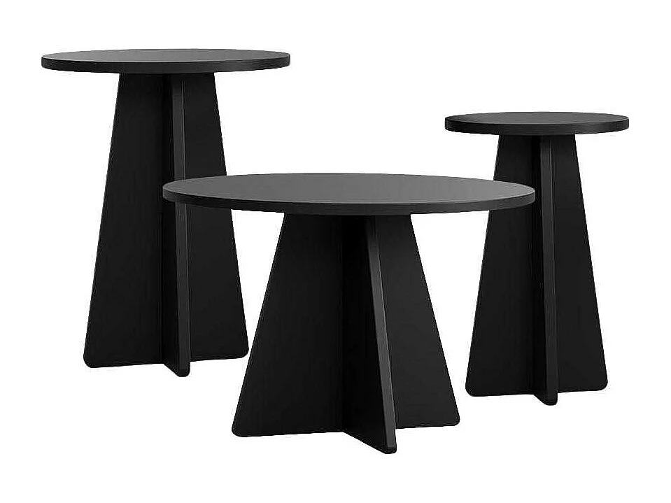 Lot de 3 tables basses gigognes moderne Ralio Noir