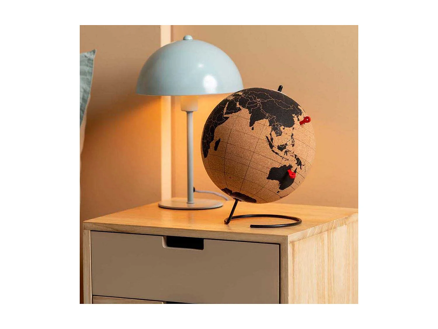 Globe terrestre en liège World 20 x 25 cm
