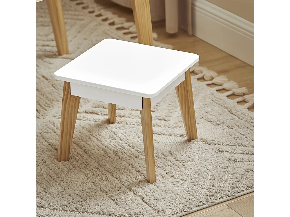 SoBuy KMB92-GR Ensemble Table d'Enfant + 2 Tabourets, Set de 3 Pièces Table à Dessin avec 1 Porte-Rouleau de Papier et 2 Compartiments Ouverts