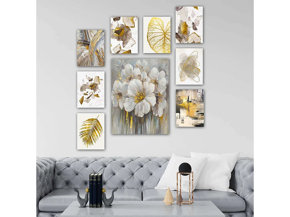 Tableau 9 parties Flowers 70 x 70 cm