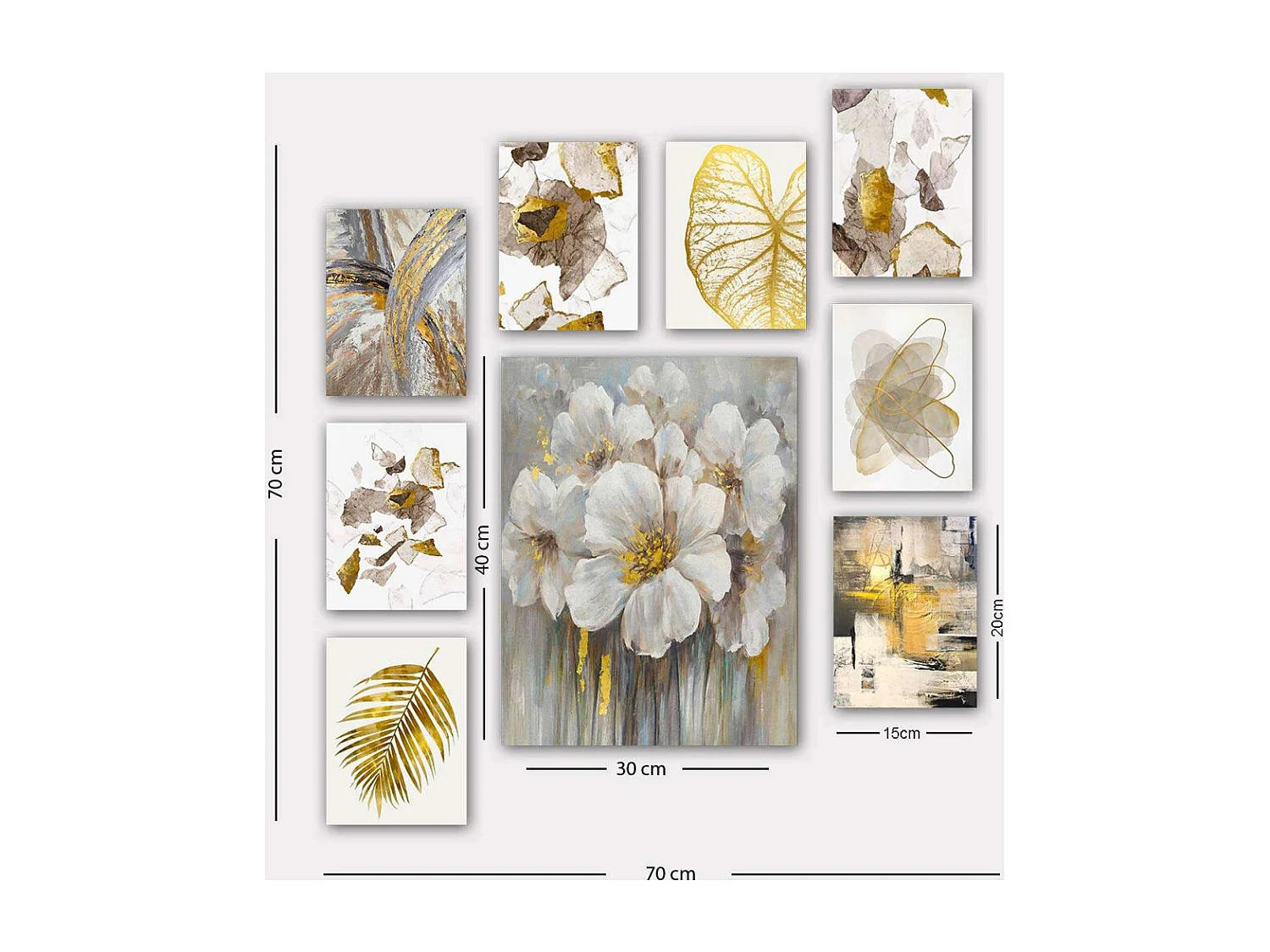 Tableau 9 parties Flowers 70 x 70 cm