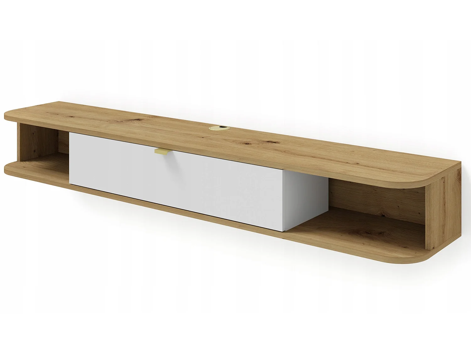 Meuble TV à suspendre 156x20x29cm IKARI chêne artisanal/blanc mat luxueux sideboeard commode