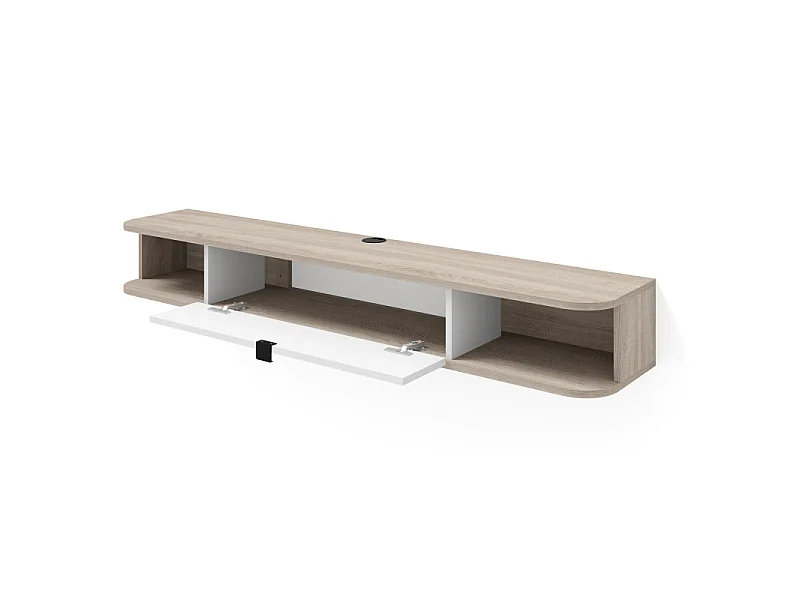 Meuble TV à suspendre 156x20x29cm IKARI chêne artisanal/blanc mat luxueux sideboeard commode