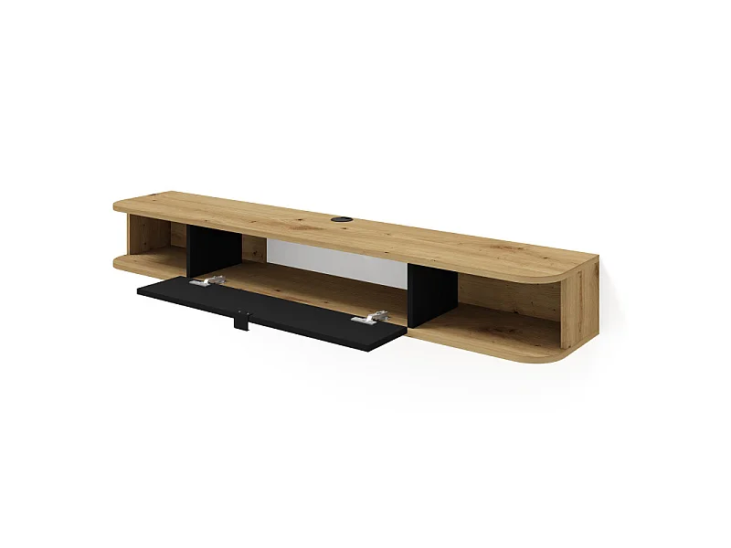 Meuble TV à suspendre 156x20x29cm IKARI chêne artisanal/noir mat luxueux sideboeard commode