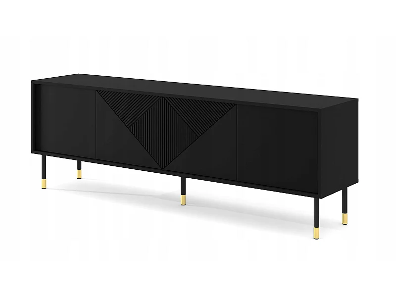 Meuble TV 180x40x61 cm meuble Hi-fi luxueux sur pied Noir mat WODUN