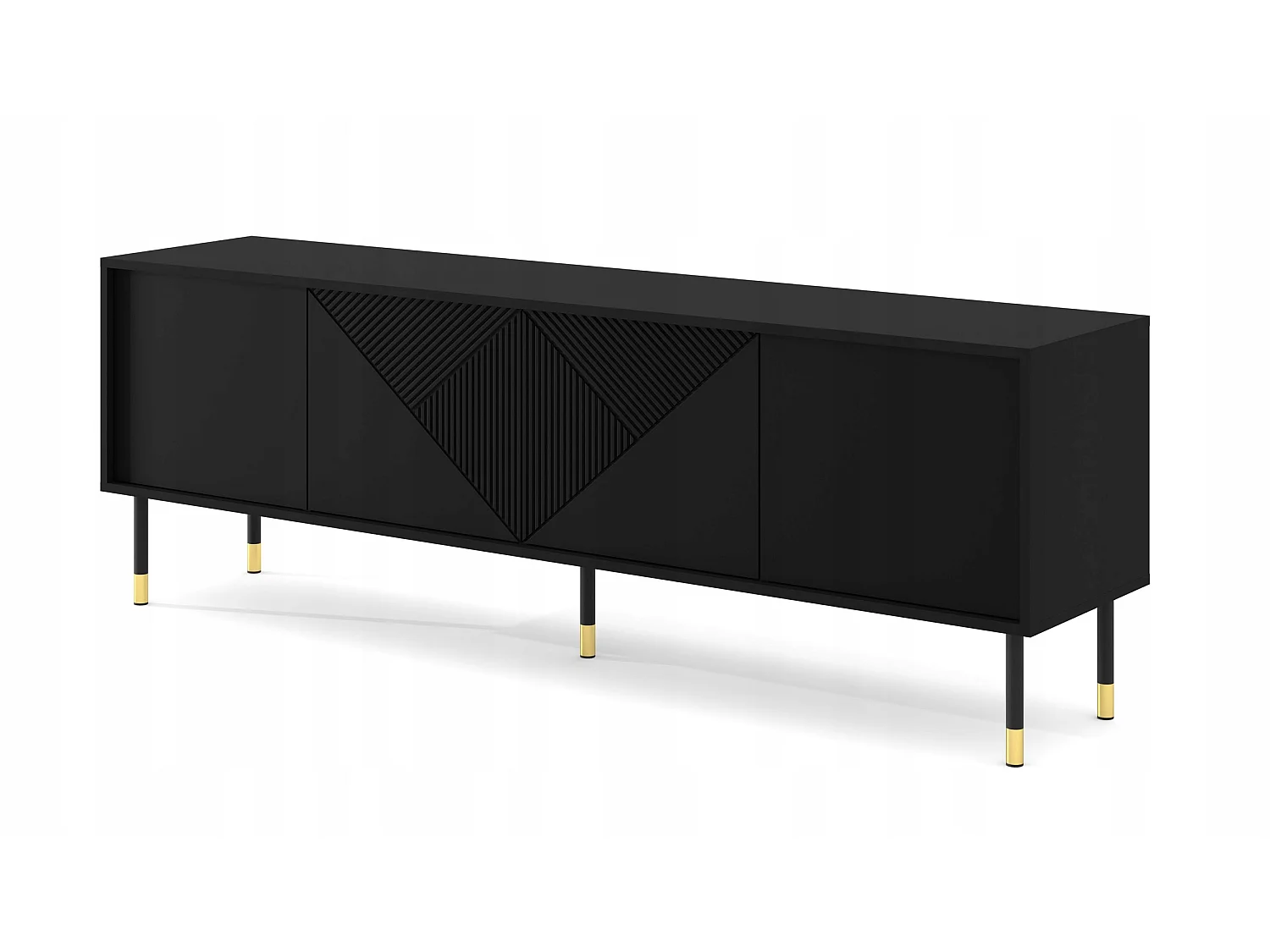 Meuble TV 180x40x61 cm meuble Hi-fi luxueux sur pied Noir mat WODUN
