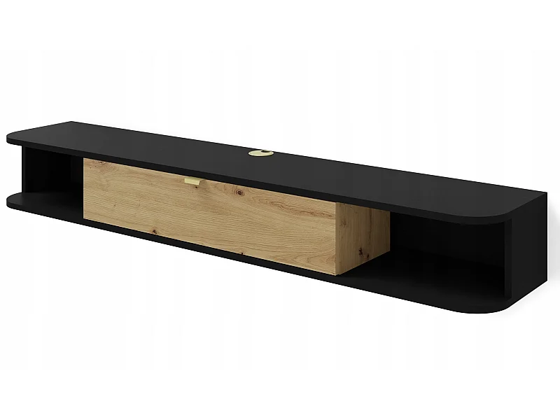 Meuble TV à suspendre 156x20x29cm IKARI mat/chêne artisanal luxueux sideboeard commode